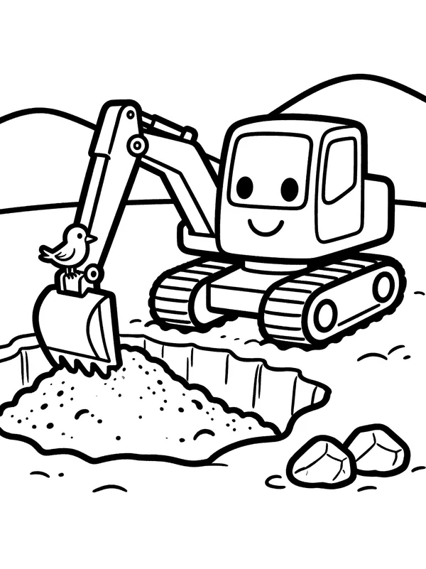 Ausmalbild Der Bagger in der Sandgrube – Vorschau