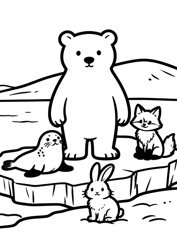 Ausmalbild Tiere am Nordpol – Vorschau