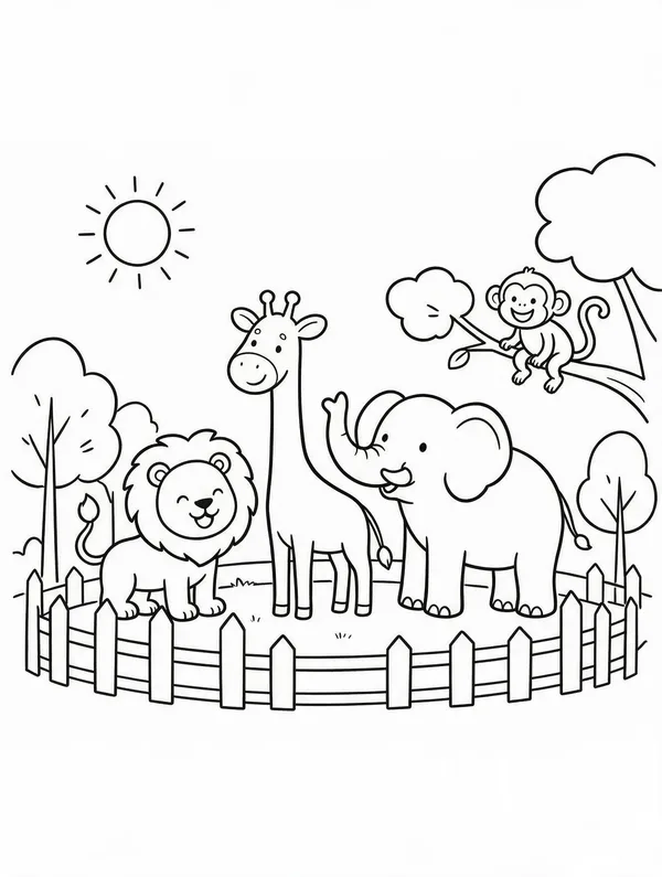 Ausmalbild Ein Tag im Zoo – Vorschau